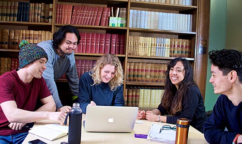 Students in library setting
