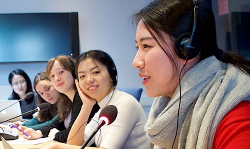 Students in language class